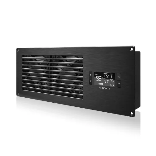 Vista 8 de AC Infinity AIRFRAME T7-N Negro, Sistema de ventilación de alto flujo de aire de 17 pulgadas, flujo de aire de entrada, para salas de equipos AV