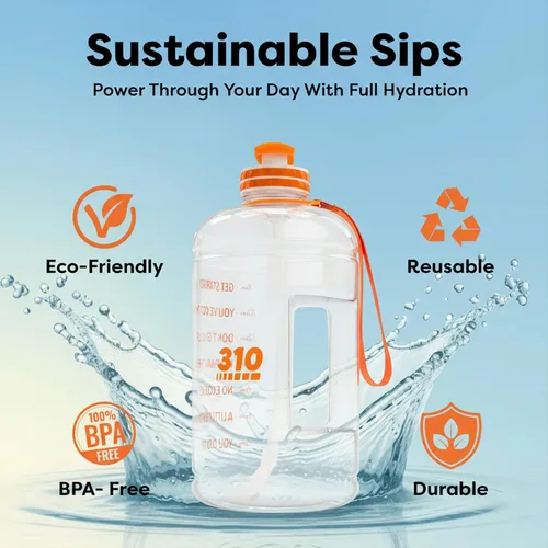 Vista 2 de 310 Nutrition Mega Hydration Bottle de 64 onzas, botella de agua grande sin BPA con marcadores de tiempo, boca ancha y asa de transporte