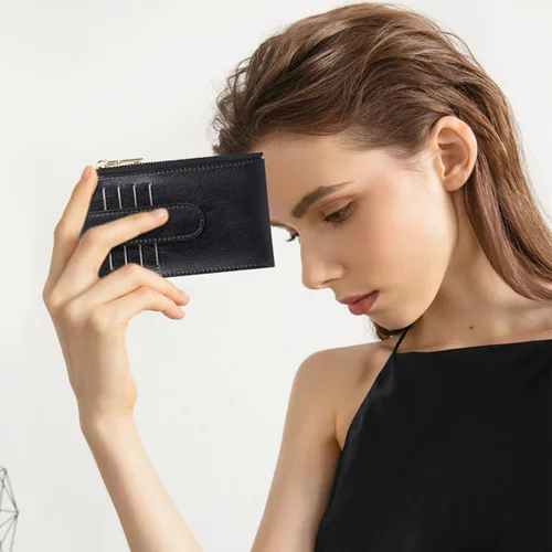 Vista 6 de FALAN MULE Billetera para AirTag para mujer con funda integrada para AirTag, AB-Negro medianoche