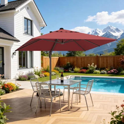 Vista 56 de Sombrilla de 10 x 13 pies para exteriores, sombrilla grande rectangular con viga voladiza, resistente, con rotación de 360°, sombrilla con Beige