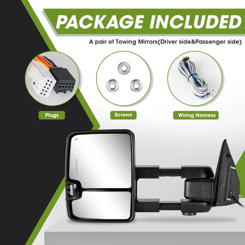 Vista 9 de Switchback Espejos de Remolque para Dodge Ram 1500 2009-2018, Ram 2500 3500 2010-2018, 1500 Classic 2019-2024 con Luces Secuenciales de Negro