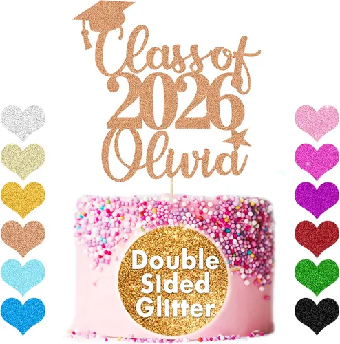 Vista 2 de Decoración para tarta de graduación 2025 personalizada para la clase de 2025 Felicidades 2025, regalo para graduación de graduación, decoración