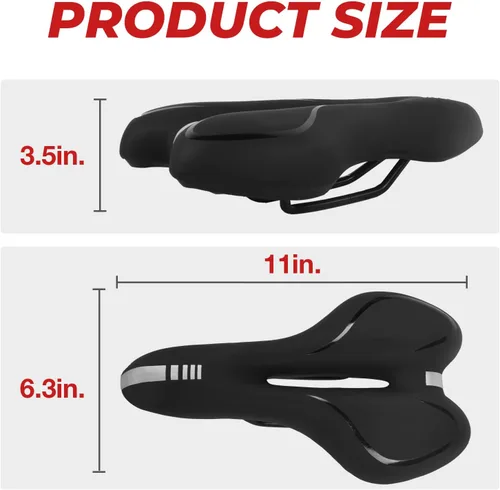 Vista 2 de Cómodo cojín de asiento de bicicleta acolchado ancho para ejercicio y bicicleta de carretera, cómodo cojín de asiento de bicicleta para hombres