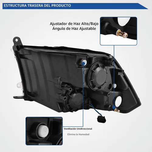 Vista 3 de oEdRo Ensamble de faros compatible con Dodge Ram 1500 2009-2018/Dodge Ram 2500 3500 2010-2018/Ram 1500 Classic 2019-2022 Carcasa de faro cromada