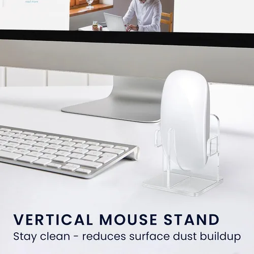 Vista 3 de kwmobile Soporte de escritorio vertical con Bluetooth para mouse compatible con Apple Magic Mouse 1 / Magic Mouse 2 / Logitech Pebble Wireless Stand