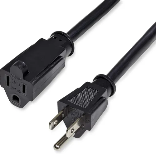 Vista 5 de StarTech.com Cable de extensión corta de 1 pie (0,3 m) - 125V a 13A, NEMA 5-15R a NEMA 5-15P - Cable de extensión de alimentación - Negro - Cable