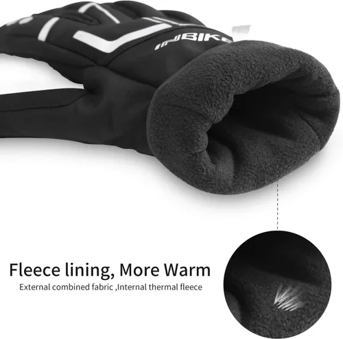 Vista 2 de INBIKE Guantes de ciclismo para hombres invierno a prueba de viento reflexivo almohadillas de gel térmico pantalla táctil
