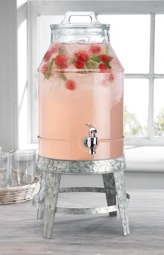 Vista 10 de Dispensador de bebidas de vidrio de 1 galón con espita – Dispensador de bebidas con bandera estadounidense del 250 aniversario, a prueba de fugas