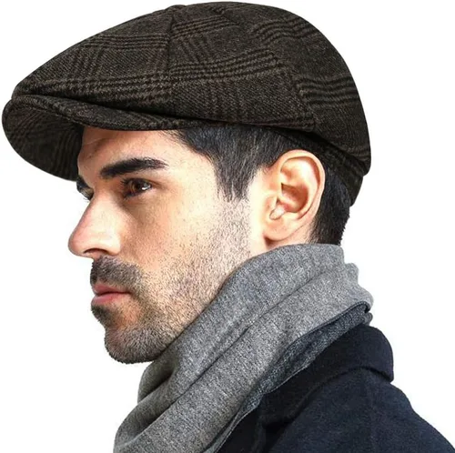 Vista 3 de Sombrero de hombre clásico de moda Newsboy Gatsby de lana vintage estilo Cabbie, gorra plana Ivy, regalos para novio (MedianoGrandeExtra Grande)