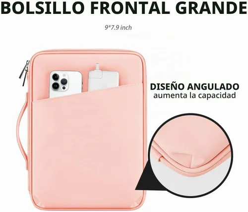 Vista 3 de Funda protectora para iPad Pro y más (12,9 pulgadas), color rosa Funda de transporte para tablet Surface Pro, Galaxy Tab S8 Plus PU-Rosa
