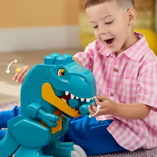 Vista 6 de MEGA BLOKS Fisher-Price - Juguete de bloque de dinosaurio T-Rex 3 en 1