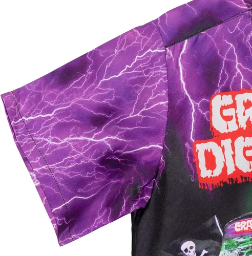 Vista 5 de Monster Jam Trucks Grave Digger - Camisa hawaiana de manga corta con botones para niños