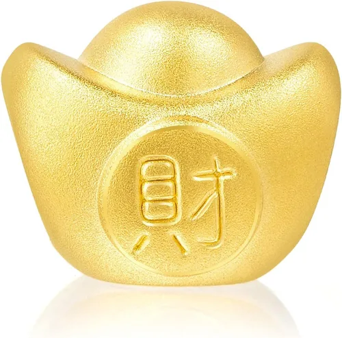 Vista 5 de Chow Sang Sang 90838C - Pulsera de oro macizo de 24 quilates con dije Yuanbao para mujer 999 Metal