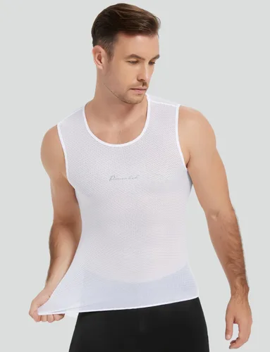Vista 2 de Przewalski Camiseta interior de ciclismo sin mangas para hombre, de secado rápido, chaleco de capa base de bicicleta, transpirable, camisetas