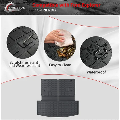 Vista 4 de alfombra de carga para maletero, protector de cubierta de asiento trasero de elastómero termoplástico (alfombra de maletero + alfombra de respaldo)