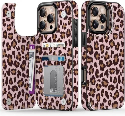 Vista 142 de LETO para iPhone 15 Pro Funda tipo cartera - Tapa tipo folio con patada - Diseños de moda - Tarjetero - Funda protectora para mujeres y niñas - 6.1