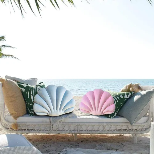 Vista 8 de YRXRUS Almohadas con forma de concha, almohada en forma de concha verde lago, almohada decorativa pequeña y linda con forma de concha marina