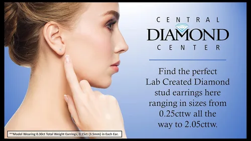 Vista 2 de Central Diamond Center CVD Lab-grown Diamond Earrings 14K solid Gold from 0.20ct to 2.00ct G-H VS-SI