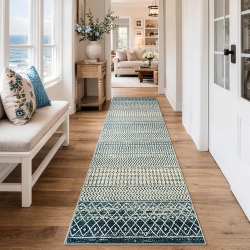 Vista 31 de Alfombra marroquí de área de 2x3 pies, color negro desgastado, alfombra de entrada antideslizante pequeña, suave, de pelo bajo, lavable, tapete