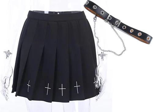 Vista 4 de Kisswow Falda gótica plisada Alt Kawaii Mini faldas góticas
