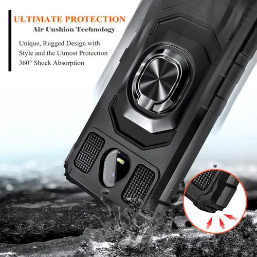 Vista 4 de Funda diseñada para Schok Volt SV55 con protector de pantalla [vidrio templado], funda protectora a prueba de golpes [grado militar] con soporte
