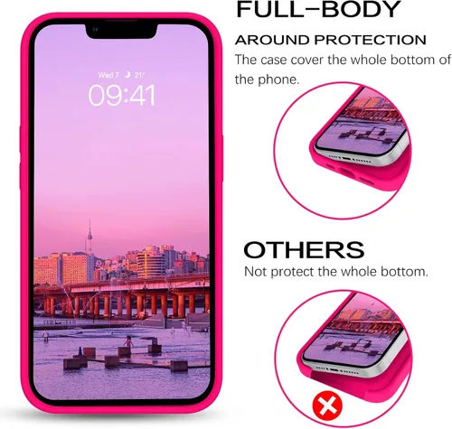 Vista 4 de BENTOBEN Funda para iPhone 14 Plus, ajuste delgado, de silicona líquida, de goma suave, antiarañazos, a prueba de golpes, con forro de microfibra