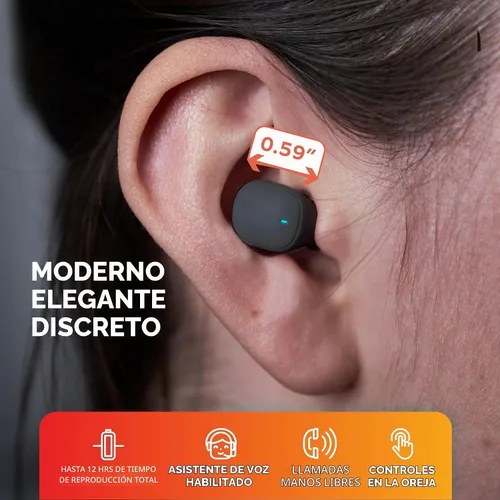 Vista 6 de Mini auriculares inalámbricos invisibles, Bluetooth 5.3, micrófono y A-Negro