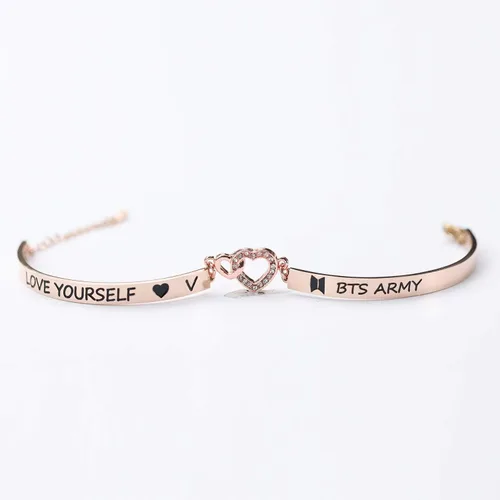 Vista 5 de G-Ahora Kpop BT Bangtan Boys Bracelet to Love Yourself Army Never Mind Charm Bracelet Inspirational Gift BT Lover Fans Jewelry Gift for BT Fans Girl