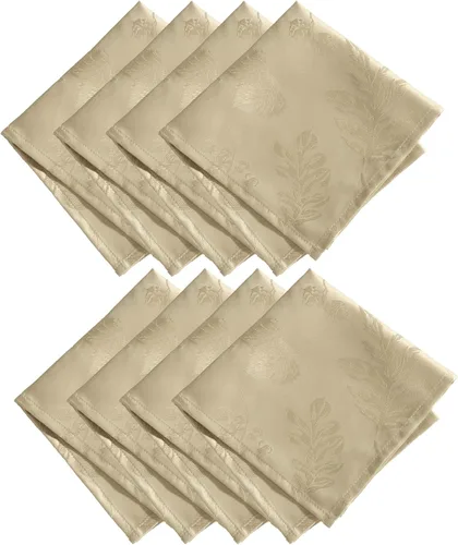 Vista 18 de Elrene Home Fashions. - Elegante mantel de damasco, diseño de hojas tejidas.