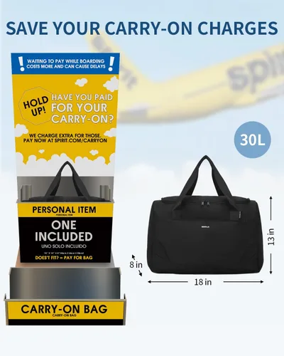 Vista 2 de ECOHUB Bolsa de viaje para artículos personales de Spirit Airlines de 18 x 14 x 8 pulgadas, artículos esenciales de viaje, bolsa de viaje, bolsa