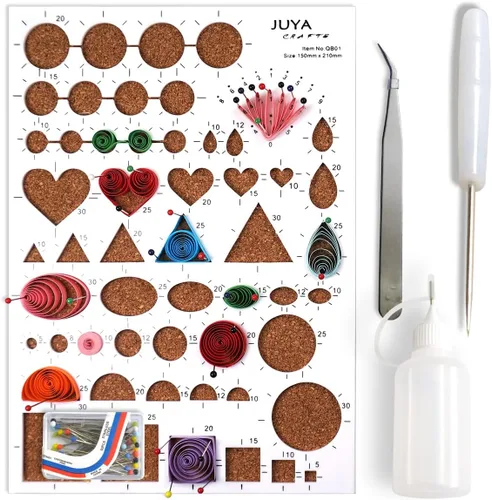 Vista 3 de Kit de papel Quilling 960 tiras con 14 herramientas, juego azul, 0.118 in Tiras de 21.3 in; 36, 24 y 12 surtidos de colores; herramienta