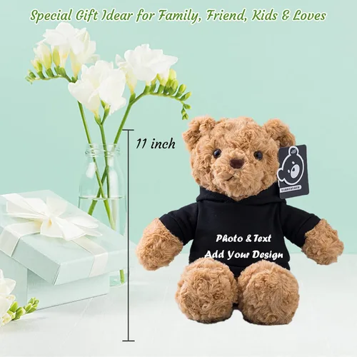 Vista 4 de Oso de peluche personalizado, oso de peluche con texto + imagen personalizado como regalo personalizado para novianovio en el día de San Valentín