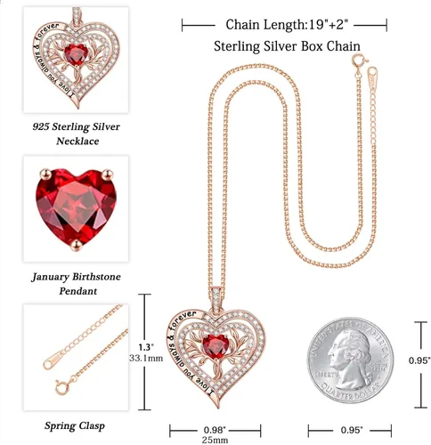 Vista 5 de Iefil Regalos de árbol de la vida para mujer, plata de ley 925, collar de piedra natal del árbol de la vida, regalo de aniversario, día de San