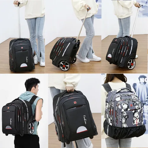 Vista 5 de Mochila con ruedas de 22 pulgadas con ruedas para viajes, mochilas con ruedas de gran capacidad de 55 L, mochila con ruedas con compartimento