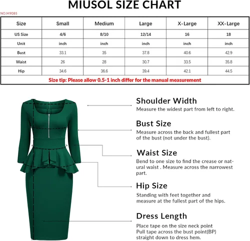 Vista 6 de Miusol - Vestido de mujer estilo retro con cuello cuadrado y volantes