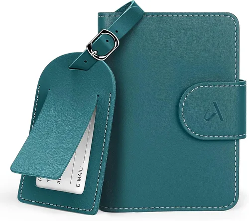 Vista 12 de ALLIVE Soporte para pasaporte para viajes, soporte para pasaporte Rfid para mujeres y hombres, funda de pasaporte de cuero genuino para viaje