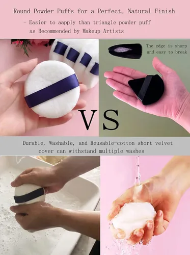 Vista 5 de Powder Puff - Polvo de maquillaje de terciopelo ultra suave lavable de 3.15 pulgadas para polvo facial, polvo fijador, polvo corporal, polvo suelto