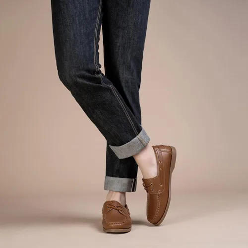 Vista 8 de Vostey Zapatos sin cordones para hombre, con soporte de arco, zapatos de barco para hombre, mocasines ligeros de 2 ojos
