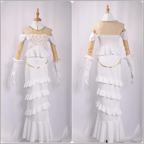 Vista 3 de Yejue Overlord Albedo - Disfraz de cosplay con capas ahuecadas, color blanco