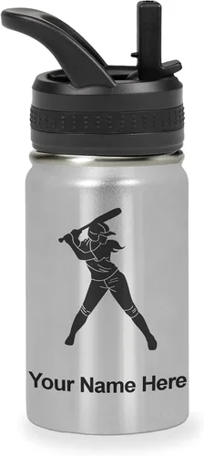 Vista 48 de LaserGram Botella de agua personalizada de 32 onzas, jugador de softbol Regalo grabado para jugadores de sóftbol, acero inoxidable aislado al vacío