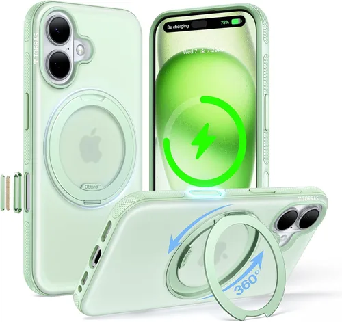 Vista 21 de TORRAS Soporte Magnético 360 para Funda de iPhone 16 Pro, Ostand 3.0 [Compatible con MagSafe] [4X Grado Militar Resistente a Golpes] Cubierta