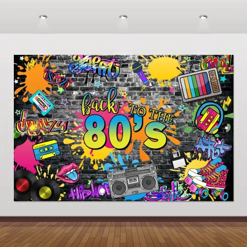 Vista 11 de Telón de fondo de los años 70 para fiestas, hip hop, rock, discoteca, fiesta de cumpleaños, fondos de fotos retro, graffiti, fondo de pared