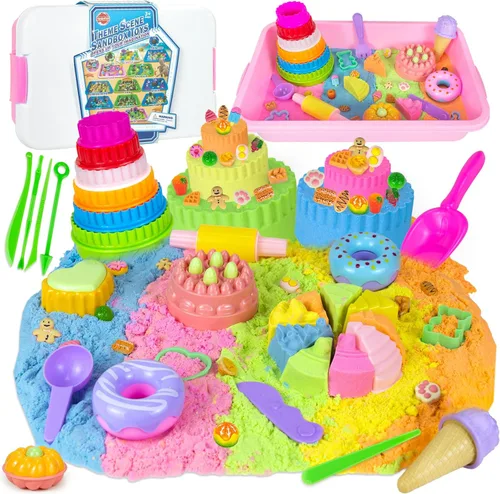 Vista 9 de YongnKids Juguetes de Caja de Arena Sensorial de Sirena para Niños Pequeños Niñas - Juguetes de Sirena para Niños Kit de Arena de Juego Juguete