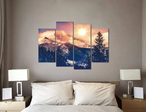 Vista 4 de VVOVV Wall Decor - Pintura en lienzo de arte del amanecer de las montañas de Colorado, arte de pared, fotografía de paisaje de montaña rocosa