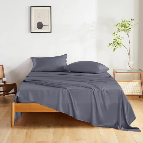 Vista 10 de Juego de sábanas de seda THXSILK 3 piezas, juego de sábanas tamaño Twin XL, sábanas frescas y transpirables con 1 sábana encimera, 1 sábana bajera