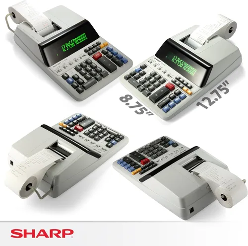 Vista 7 de Sharp EL-1197PIII Calculadora de impresión a color de alta resistencia con reloj y calendario