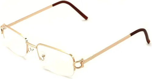 Vista 5 de Marco rectangular lente transparente diseñador medio borde gafas de metal Negro