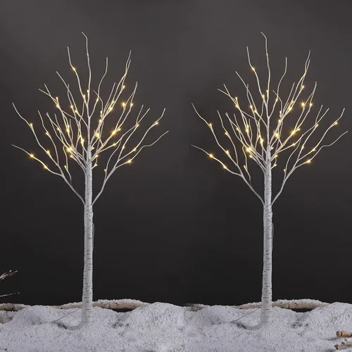 Vista 11 de Abedul con luces LED Lightshare™ + 10L luces LED Icicle Twinkling (blanco/azul), luces decorativas para el hogar, fiestas, festivales, Navidad