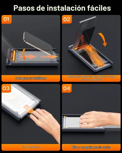 Vista 9 de Paquete de 3 protectores de pantalla de privacidad de vidrio templado para iPhone 16, CABINA libre de polvo, posicionamiento automático, sin