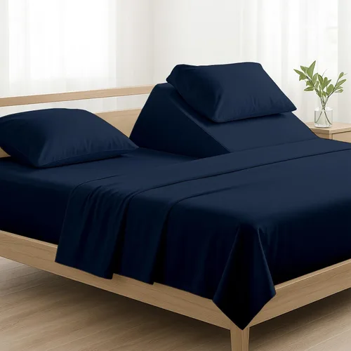 Vista 11 de NON Sticky cotton Juego de sábanas de 4 piezas para cama ajustable con números de sueño, 100% algodón egipcio, cabezal flexible de 34 pulgadas, se